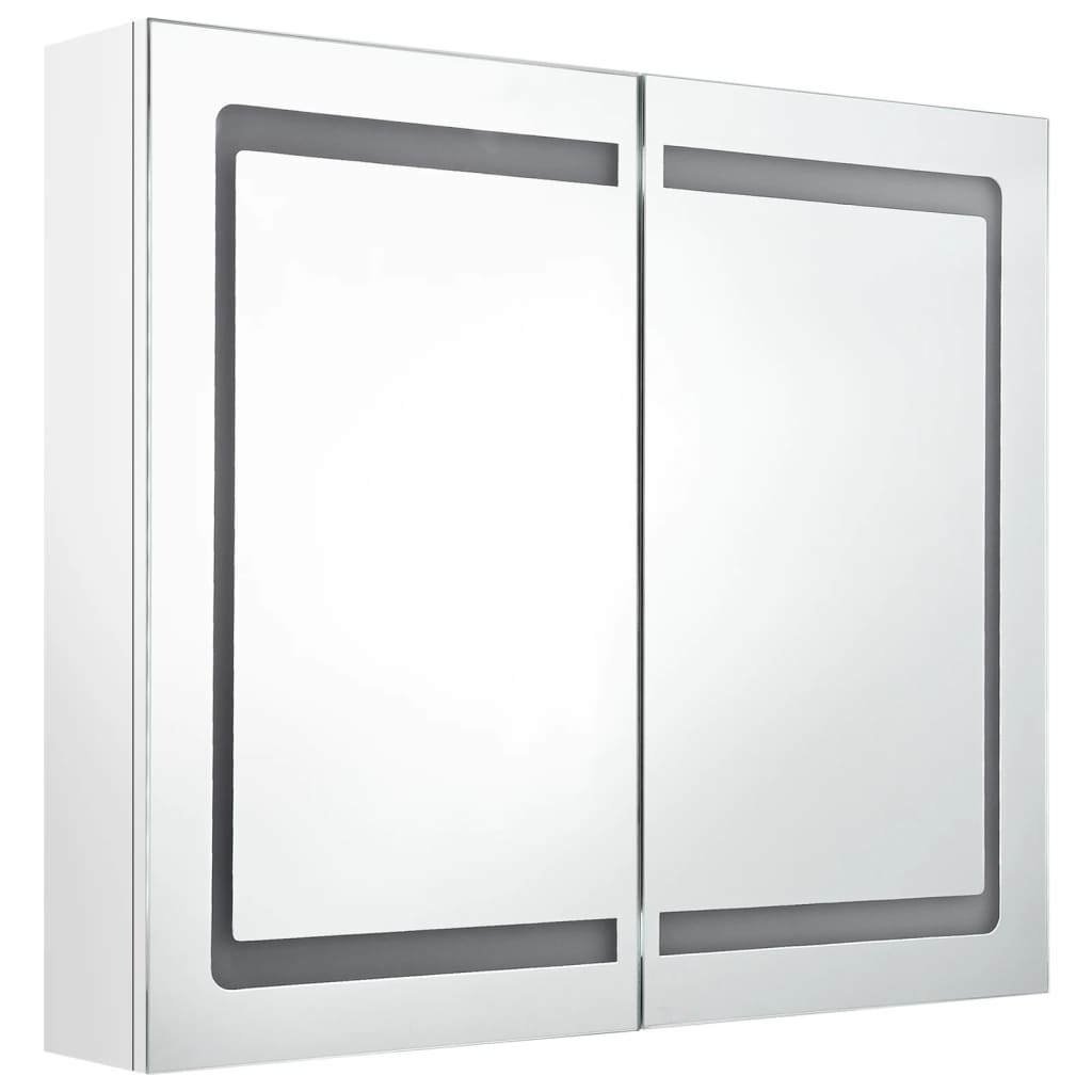 Badkamerkast Met Spiegel En Led 80X2X68 Cm Glanzend wit