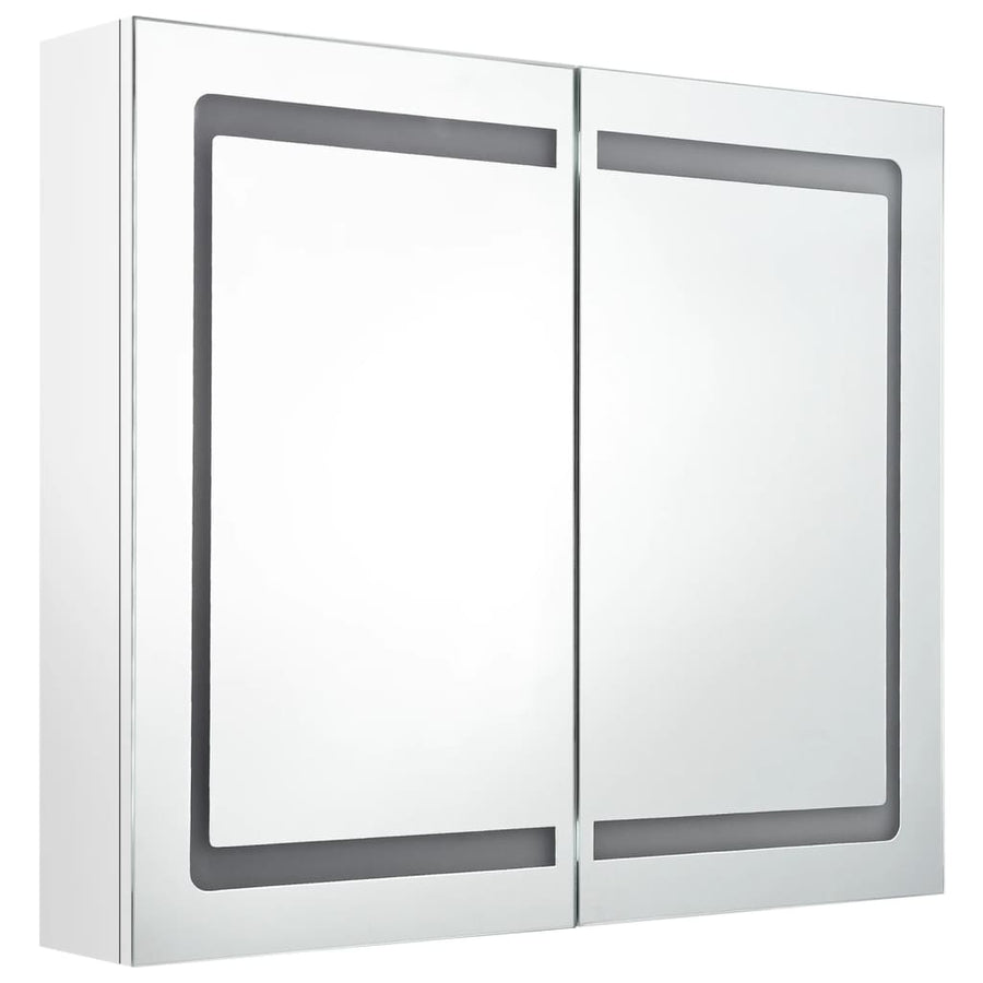 Badkamerkast Met Spiegel En Led 80X2X68 Cm Glanzend wit