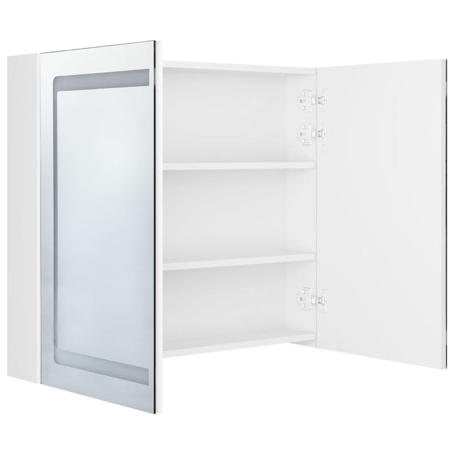Badkamerkast Met Spiegel En Led 80X2X68 Cm Glanzend wit