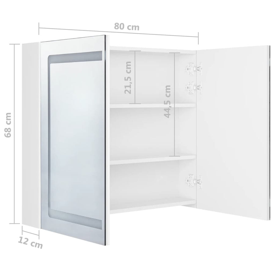 Badkamerkast Met Spiegel En Led 80X2X68 Cm Glanzend wit