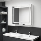 Bathroom cabinet with mirror and LED 80x12x68 cm glossy white
