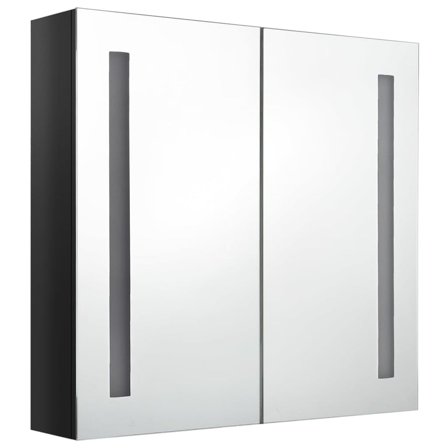 Badkamerkast Met Spiegel En Led 62 x 14 x 60 cm Glanzend zwart