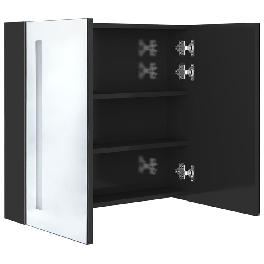 Badkamerkast Met Spiegel En Led 62 x 14 x 60 cm Glanzend zwart