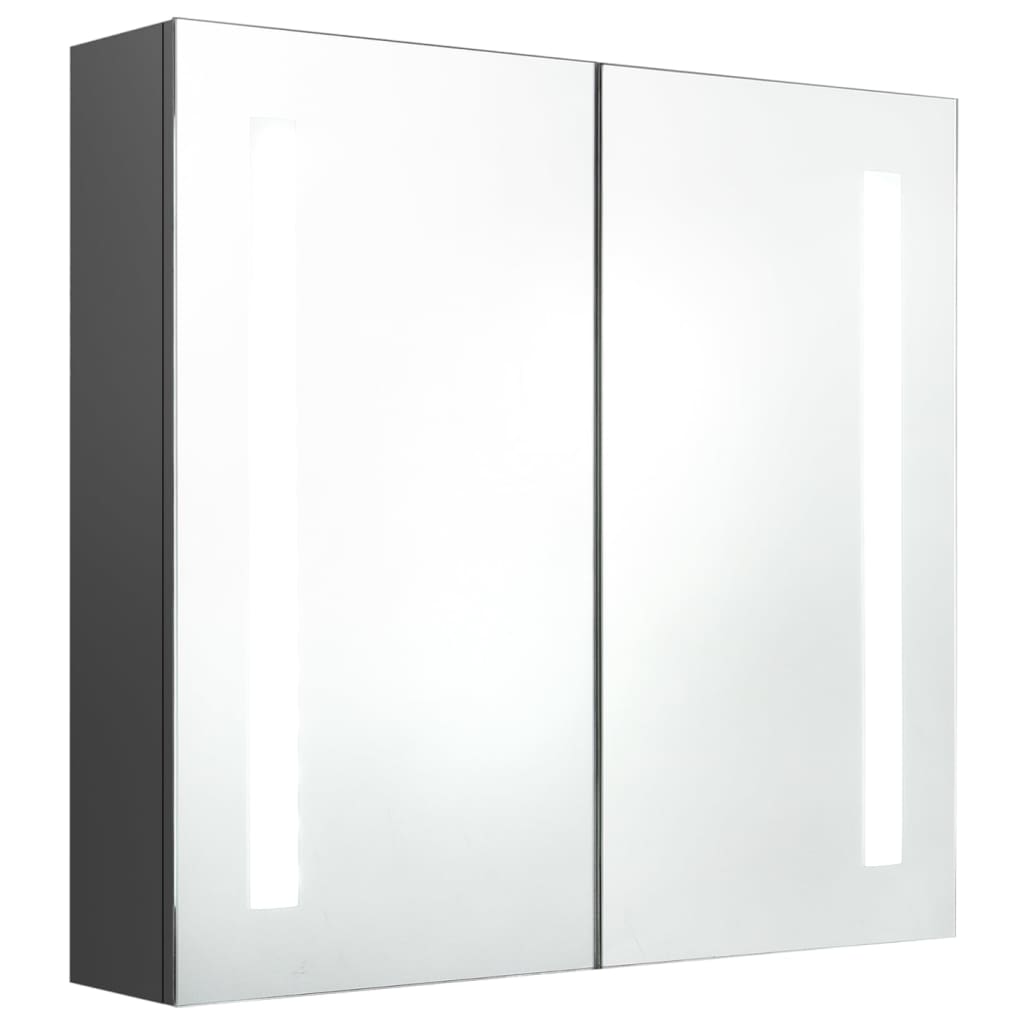 Badkamerkast Met Spiegel En Led 62X14X60 Cm Grijs 62 x 14 x 60 cm