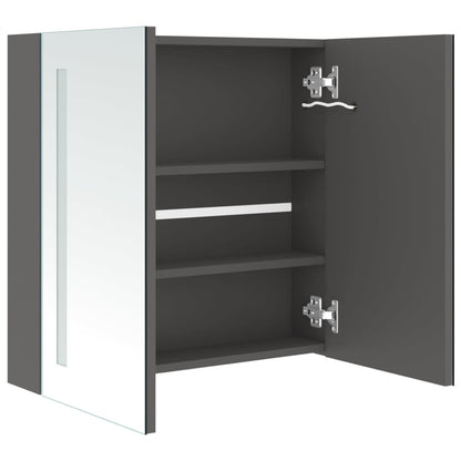 Badkamerkast Met Spiegel En Led 62X14X60 Cm Grijs 62 x 14 x 60 cm
