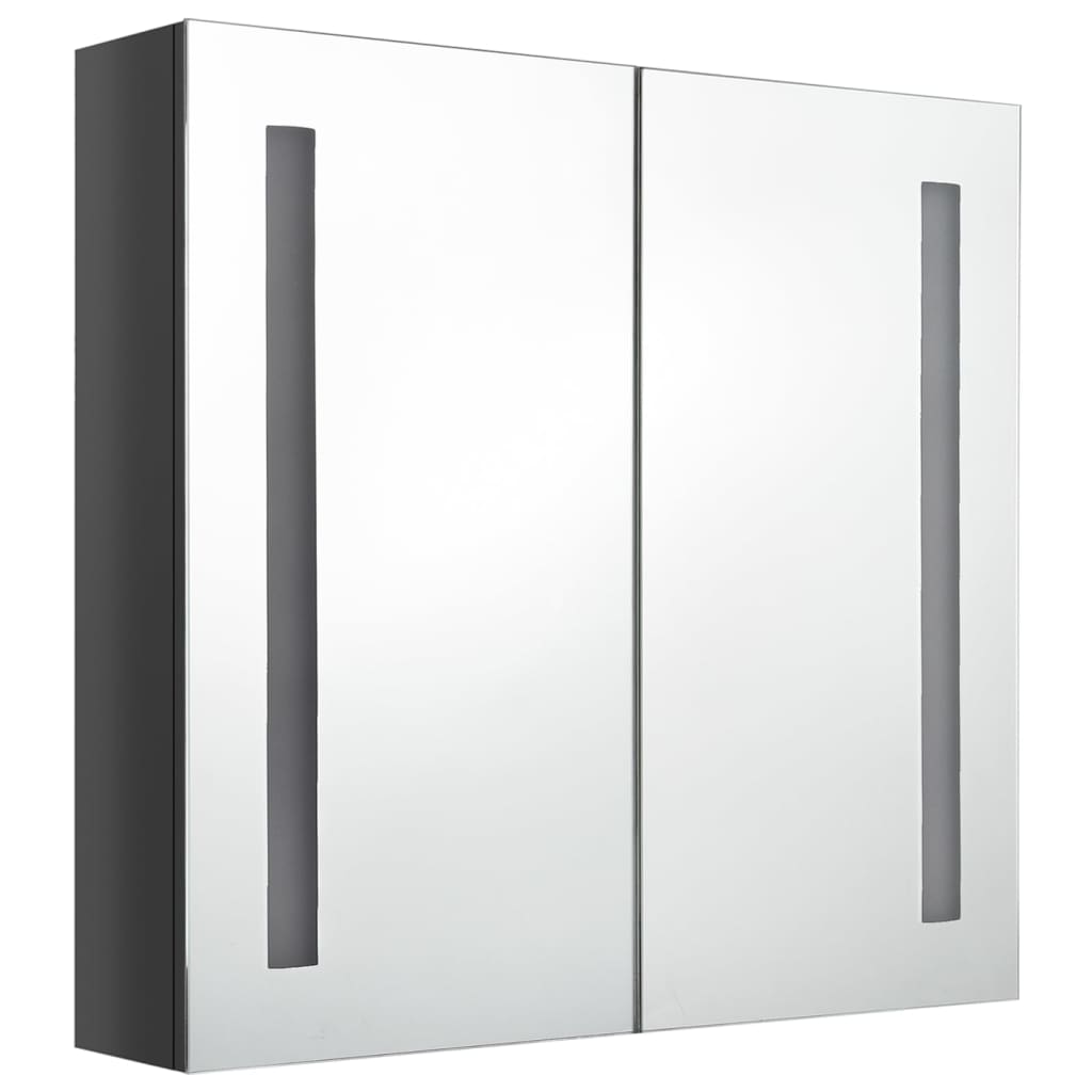 Badkamerkast Met Spiegel En Led 62 x 14 x 60 cm Glanzend grijs