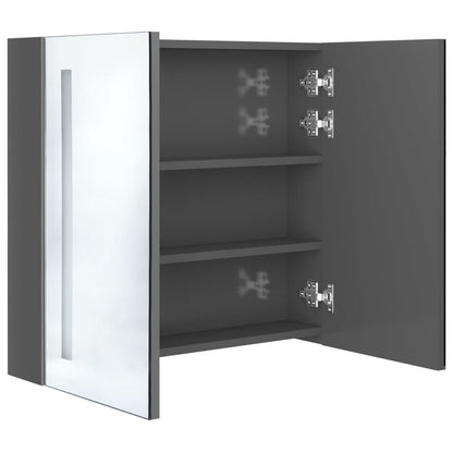 Badkamerkast Met Spiegel En Led 62 x 14 x 60 cm Glanzend grijs