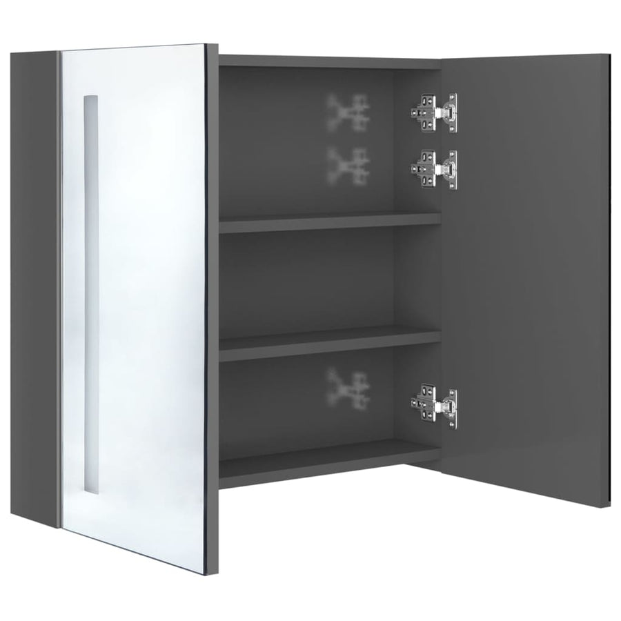 Badkamerkast Met Spiegel En Led 62 x 14 x 60 cm Glanzend grijs