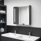 Bathroom cabinet with mirror and LED 62x14x60 cm glossy grey