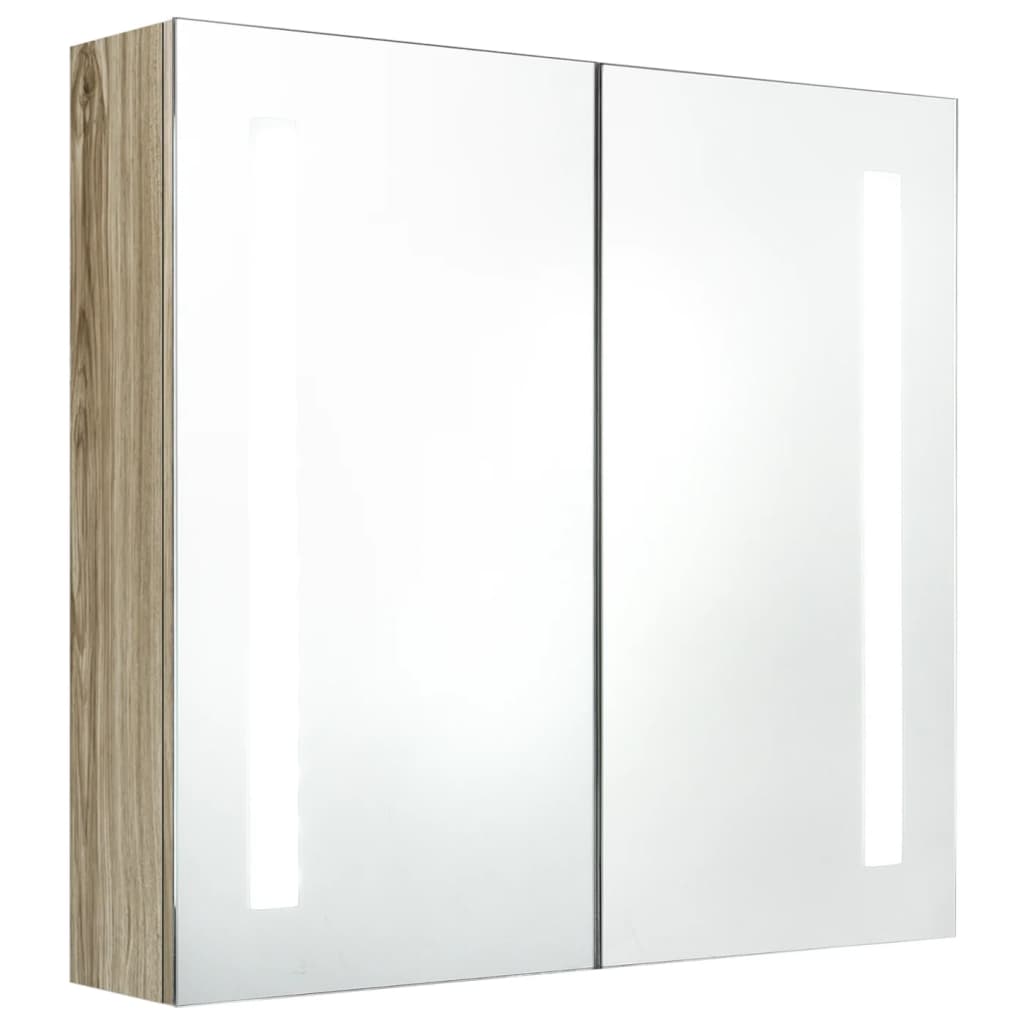 Badkamerkast Met Spiegel En Led Kleurig 62 x 14 x 60 cm Eiken
