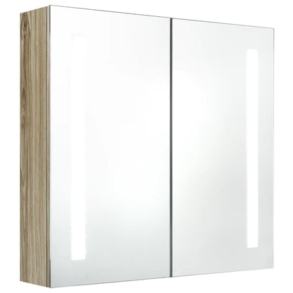 Badkamerkast Met Spiegel En Led Kleurig 62 x 14 x 60 cm Eiken