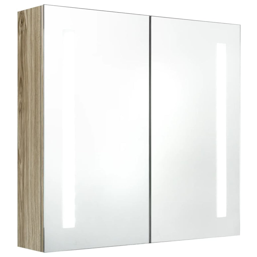 Badkamerkast Met Spiegel En Led Kleurig 62 x 14 x 60 cm Eiken