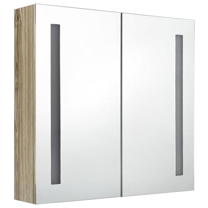 Badkamerkast Met Spiegel En Led Kleurig 62 x 14 x 60 cm Eiken