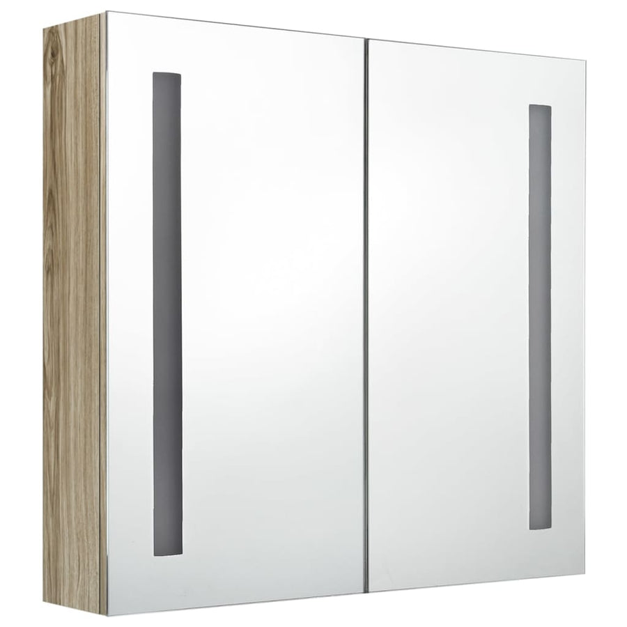 Badkamerkast Met Spiegel En Led Kleurig 62 x 14 x 60 cm Eiken