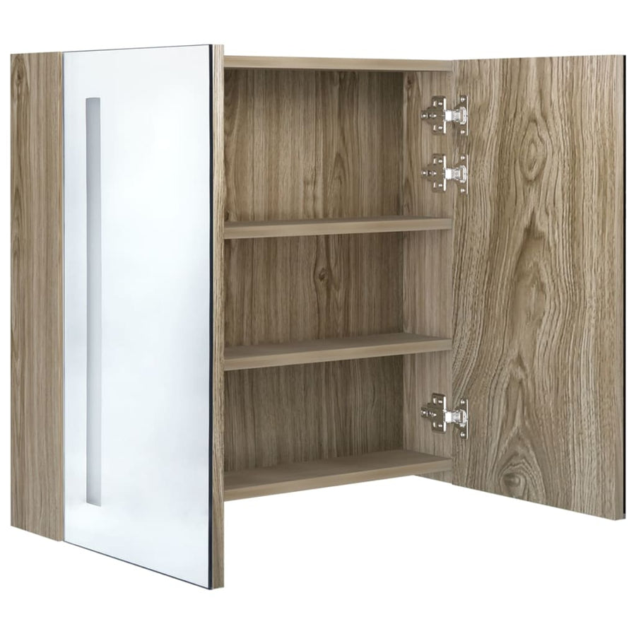 Badkamerkast Met Spiegel En Led Kleurig 62 x 14 x 60 cm Eiken