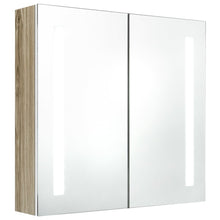 Badkamerkast Met Spiegel En Led Kleurig 62 x 14 x 60 cm Wit en eiken