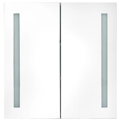 Badkamerkast Met Spiegel En Led Kleurig 62 x 14 x 60 cm Wit en eiken