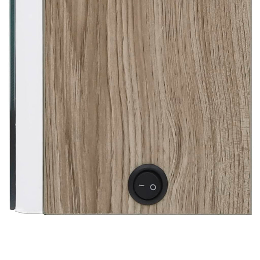 Badkamerkast Met Spiegel En Led Kleurig 62 x 14 x 60 cm Wit en eiken