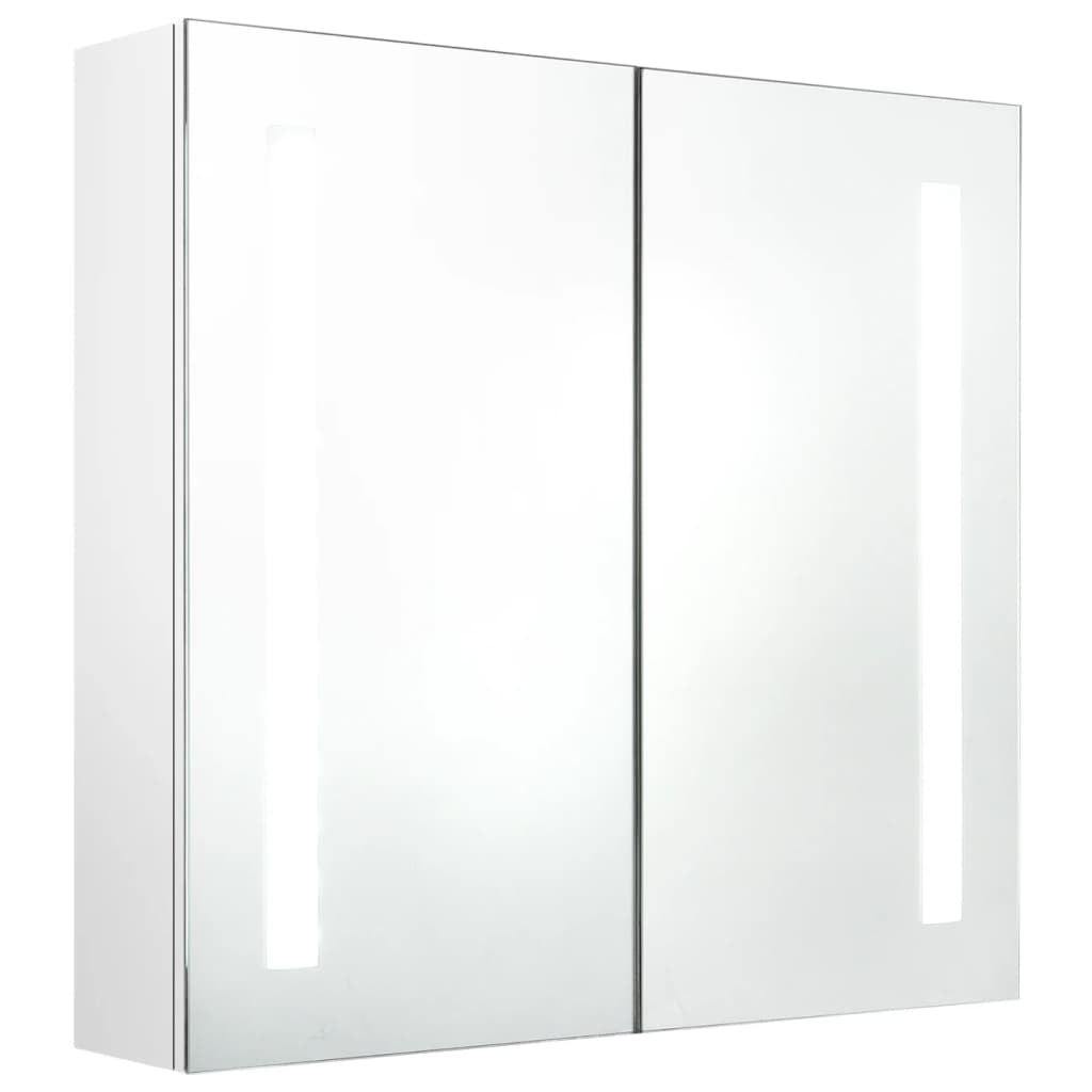 Badkamerkast Met Spiegel En Led 62 x 14 x 60 cm Glanzend wit