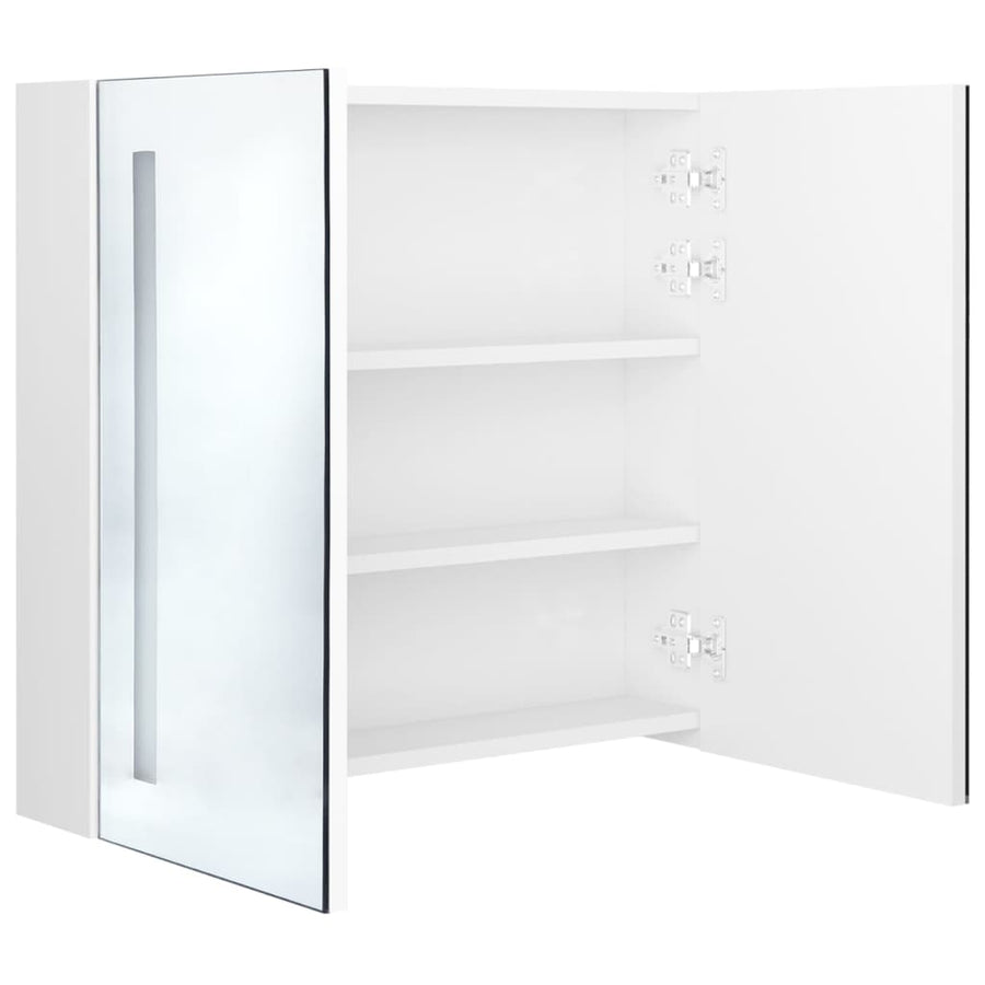 Badkamerkast Met Spiegel En Led 62 x 14 x 60 cm Glanzend wit