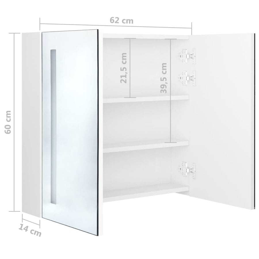 Badkamerkast Met Spiegel En Led 62 x 14 x 60 cm Glanzend wit
