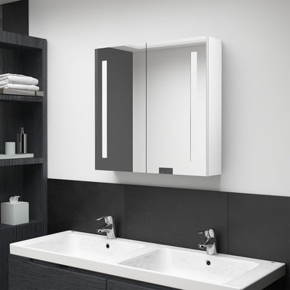 Badkamerkast Met Spiegel En Led 62 x 14 x 60 cm Glanzend wit