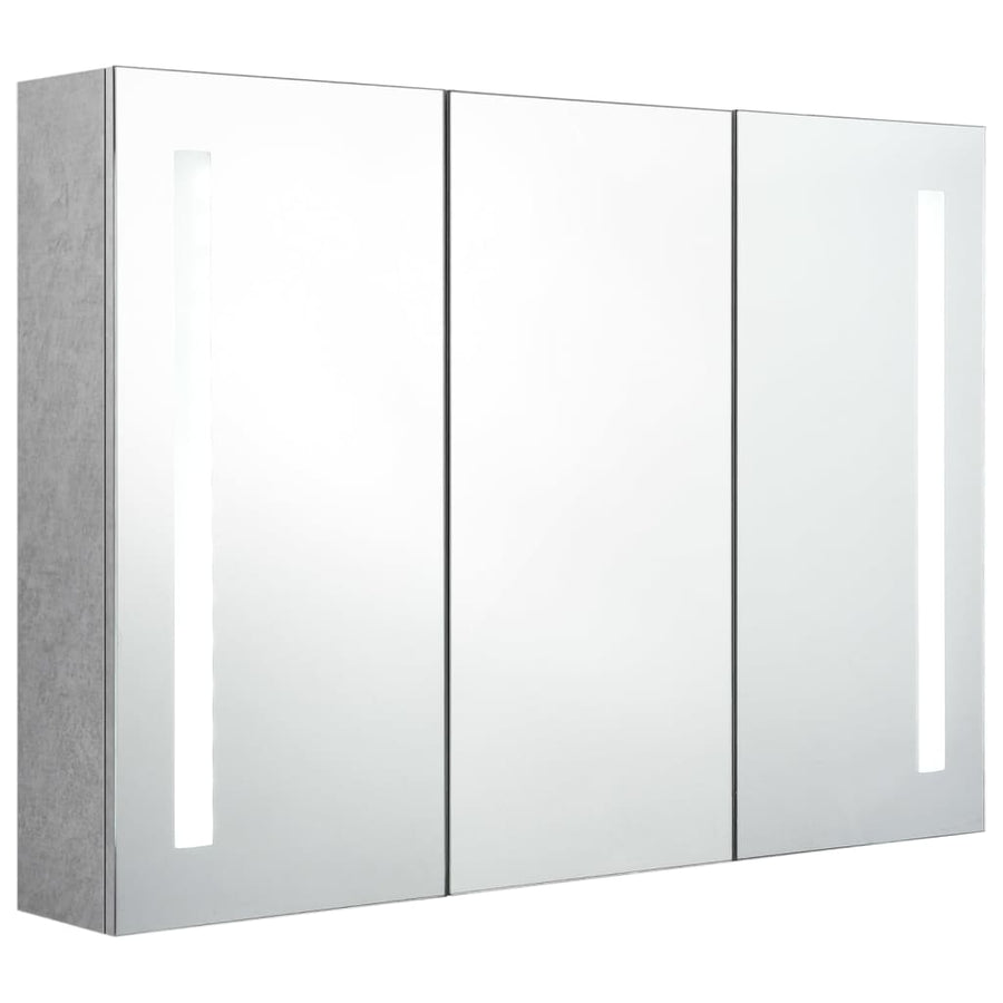 Badkamerkast Met Spiegel En Led 89 x 14 x 62 cm Betongrijs