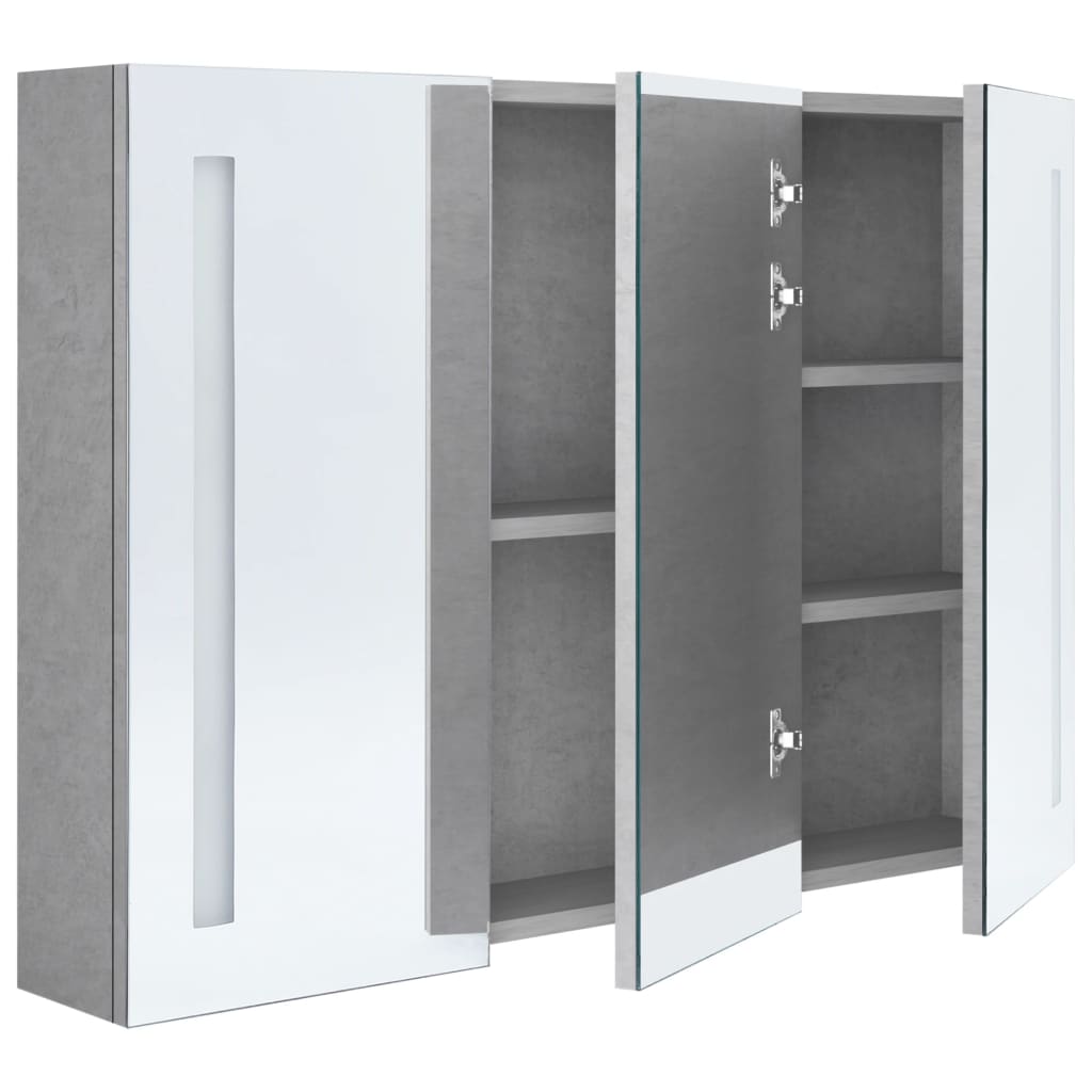 Badkamerkast Met Spiegel En Led 89 x 14 x 62 cm Betongrijs