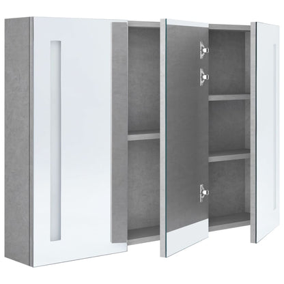 Badkamerkast Met Spiegel En Led 89 x 14 x 62 cm Betongrijs