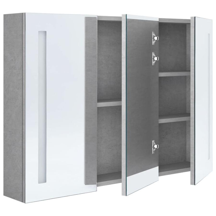 Badkamerkast Met Spiegel En Led 89 x 14 x 62 cm Betongrijs