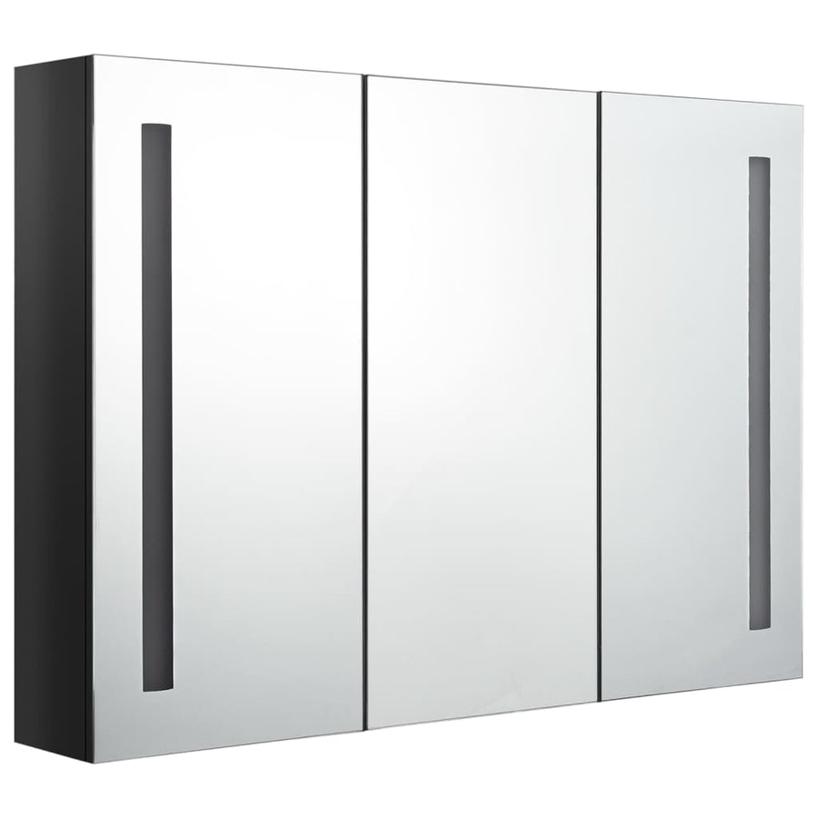 Badkamerkast Met Spiegel En Led 89 x 14 x 62 cm Glanzend zwart