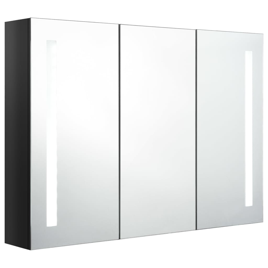 Badkamerkast Met Spiegel En Led 89 x 14 x 62 cm Glanzend zwart