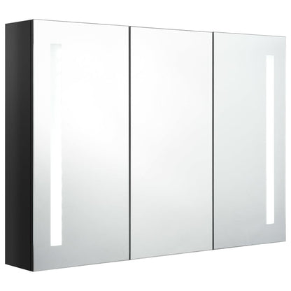 Badkamerkast Met Spiegel En Led 89 x 14 x 62 cm Glanzend zwart