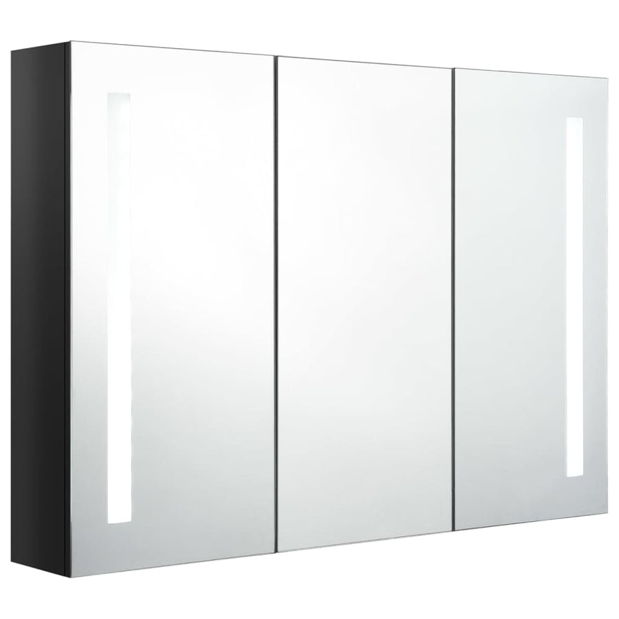 Badkamerkast Met Spiegel En Led 89 x 14 x 62 cm Glanzend zwart