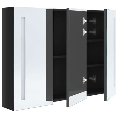 Badkamerkast Met Spiegel En Led 89 x 14 x 62 cm Glanzend zwart