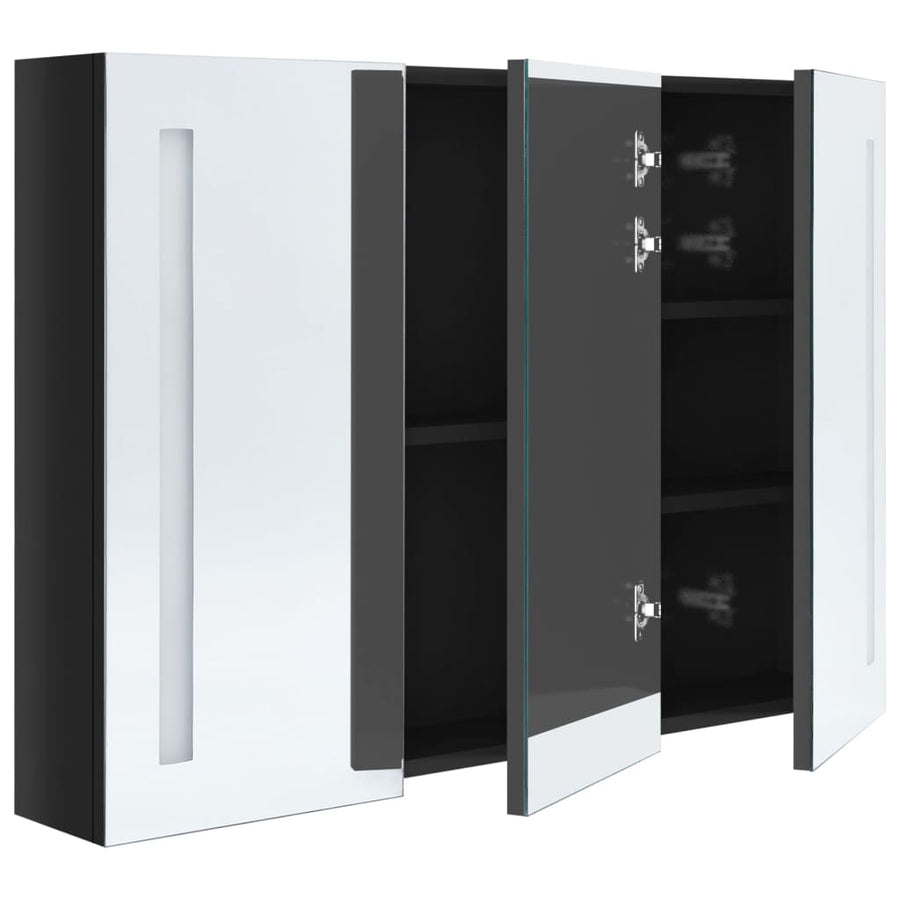 Badkamerkast Met Spiegel En Led 89 x 14 x 62 cm Glanzend zwart