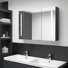 Badkamerkast met spiegel LED 89x14x62 cm glanzend zwart