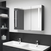 Badkamerkast met spiegel LED 89x14x62 cm glanzend zwart