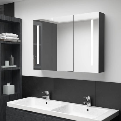 Badkamerkast Met Spiegel En Led 89 x 14 x 62 cm Glanzend zwart
