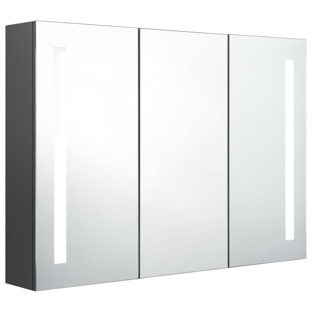 Badkamerkast Met Spiegel En Led 89 x 14 x 62 cm Grijs