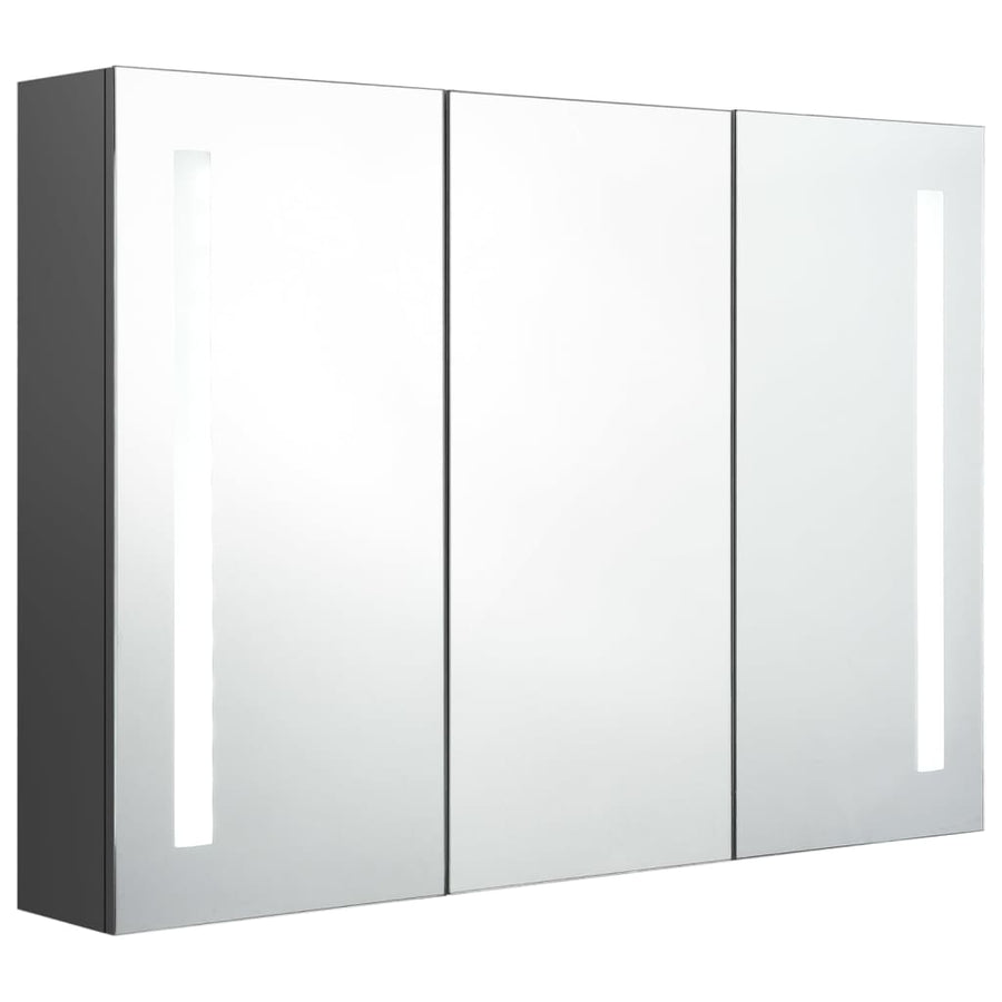 Badkamerkast Met Spiegel En Led 89 x 14 x 62 cm Grijs