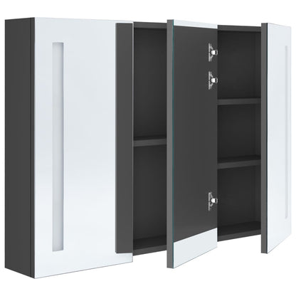 Badkamerkast Met Spiegel En Led 89 x 14 x 62 cm Grijs