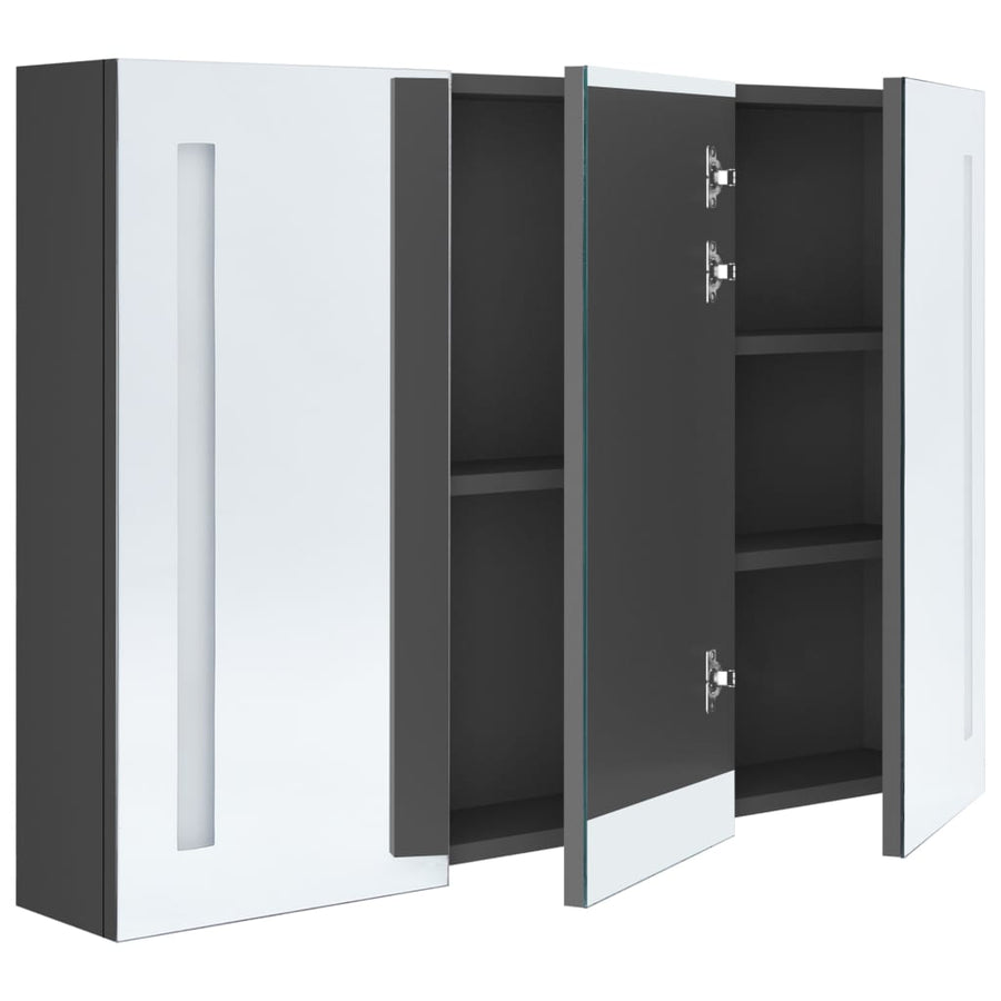 Badkamerkast Met Spiegel En Led 89 x 14 x 62 cm Grijs