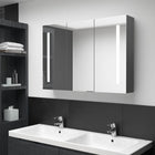 Bathroom cabinet with mirror and LED 89x14x62 cm grey