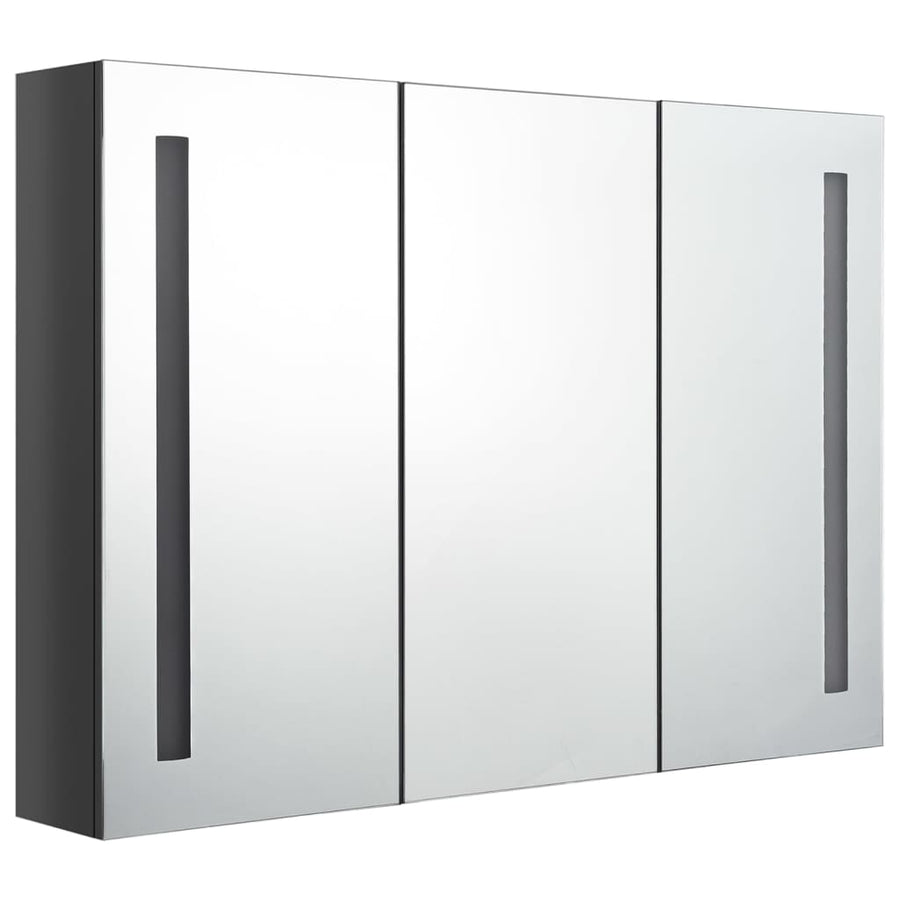 Badkamerkast Met Spiegel En Led 89 x 14 x 62 cm Glanzend grijs