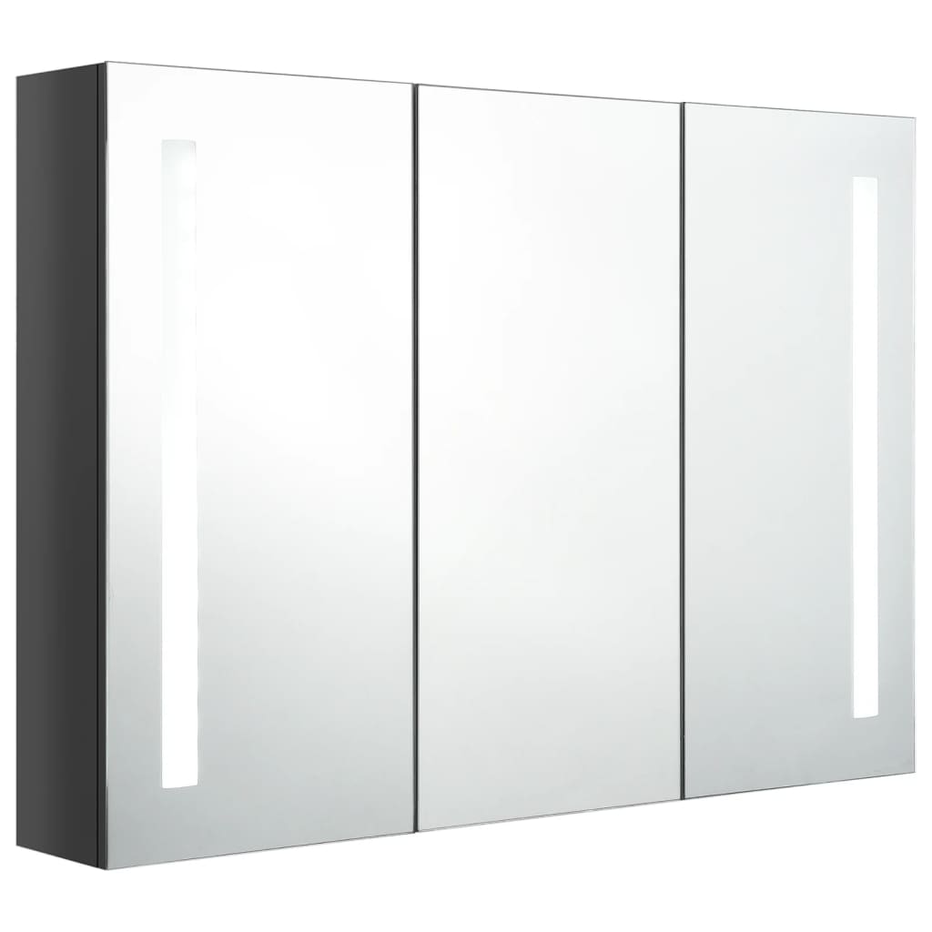 Badkamerkast Met Spiegel En Led 89 x 14 x 62 cm Glanzend grijs