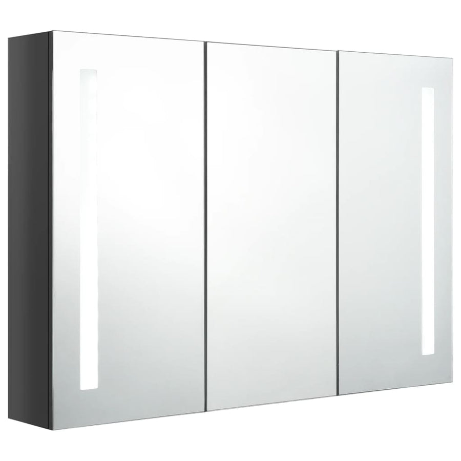 Badkamerkast Met Spiegel En Led 89 x 14 x 62 cm Glanzend grijs