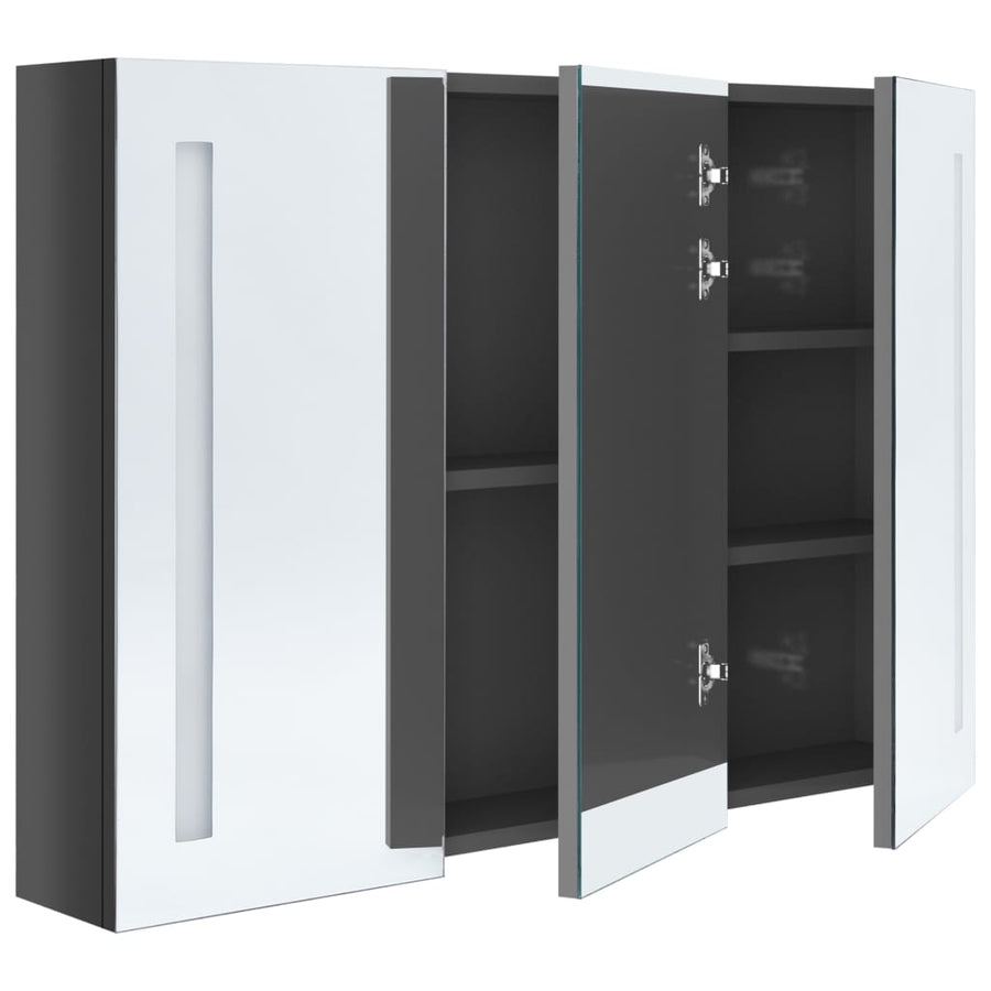 Badkamerkast Met Spiegel En Led 89 x 14 x 62 cm Glanzend grijs