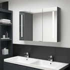 Bathroom cabinet with mirror and LED 89x14x62 cm glossy grey