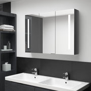 Badkamerkast met spiegel en LED 89x14x62 cm glanzend grijs